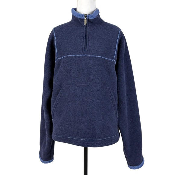 The North Face Tops - The North Face Quarter Zip Fleece Jacket Womens XL Blue Pullover Kangaroo Pocket